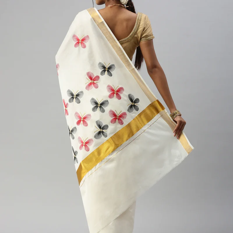 Elegant Hand Embroidered Saree