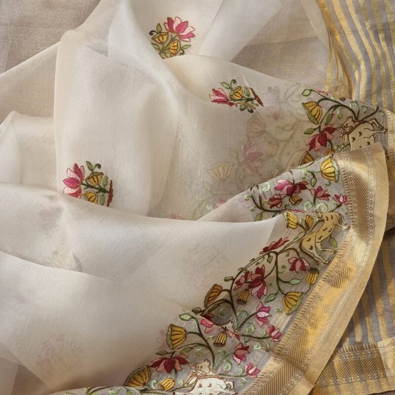 Elegant Hand Embroidered Saree