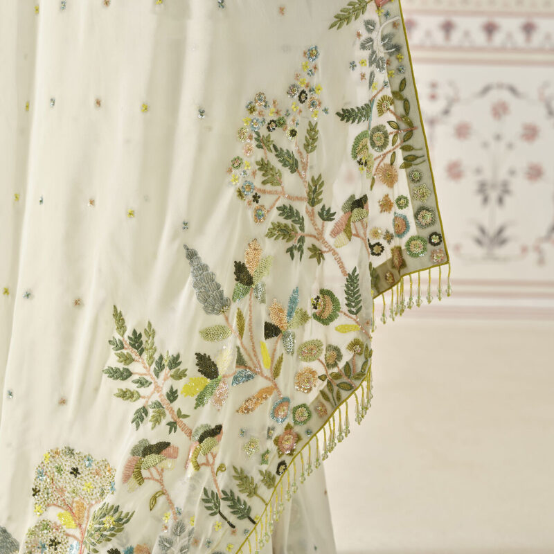 Hand Embroidered Crepe Saree