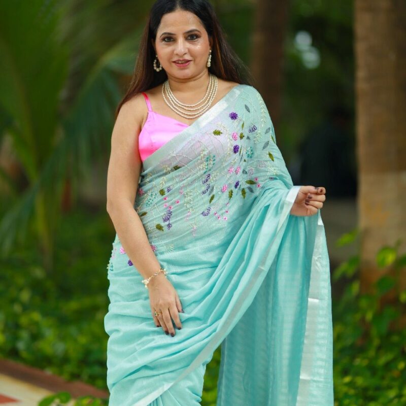 Hand Embroidered Floral Saree