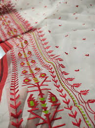 Hand Embroidered Poly Cotton Saree